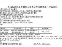 3.93元/W 山东临沂900KW光伏扶贫项目中标公示
