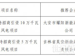 吉林大安市150MW世纪新能源网项目建设指标竞配结果公示